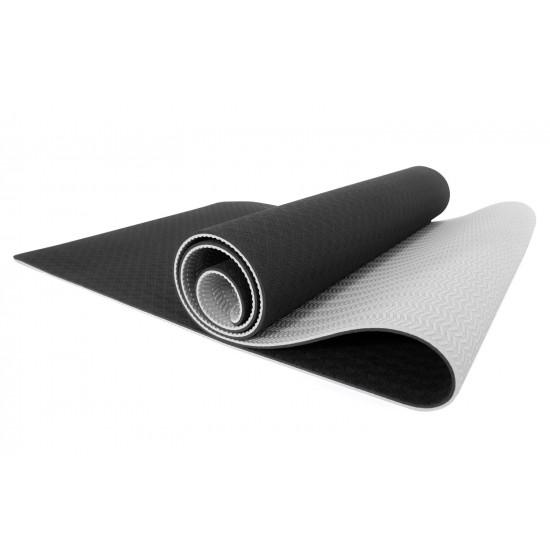 TPE YOGA MAT 183x61x0,6cm (ΜΑΥΡΟ/ΓΚΡΙ) 