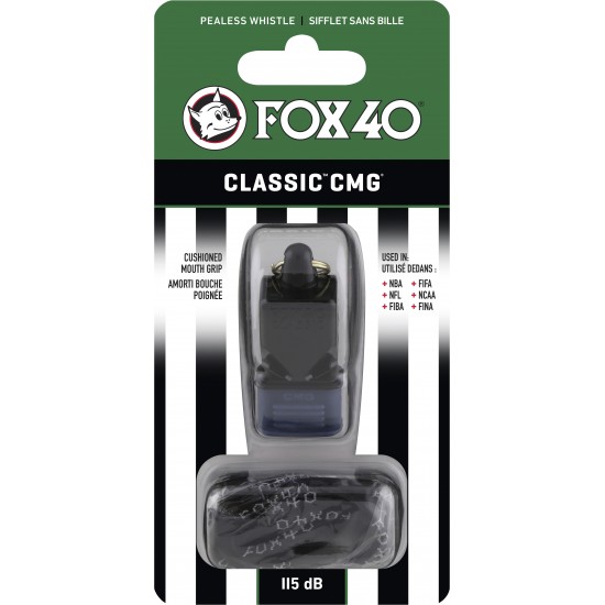 Σφυρίχτρα FOX40 Classic CMG Official Μαύρη με Κορδόνι 