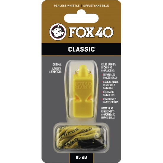 Σφυρίχτρα FOX40 Classic Safety Κίτρινη με Κορδόνι 