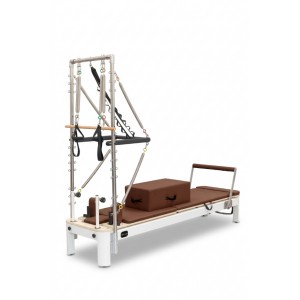 Viking Aluminium Pilates Reformer with Tower, Brown Leather