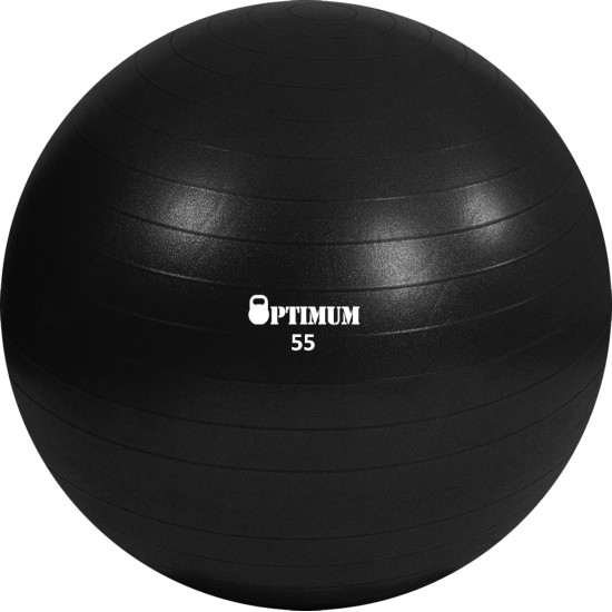 GYM BALL 55CM (BLACK) ANTI-BURST 900GR OPTIMUM 