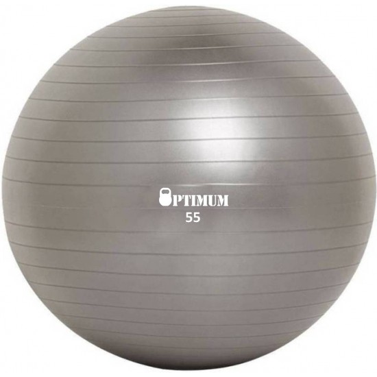 GYM BALL 55CM (GREY) ANTI-BURST 900G OPTIMUM 