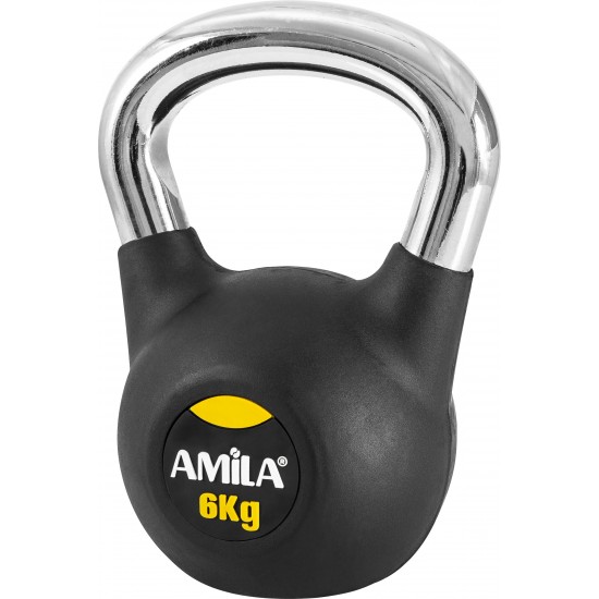 AMILA Kettlebell Rubber Cover Cr Handle 6Kg 