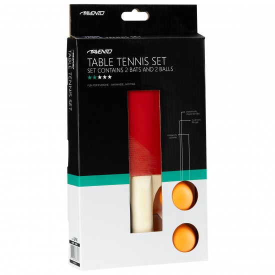 Avento Σετ 2 Ρακέτες Ping Pong & 2 Μπαλάκια 