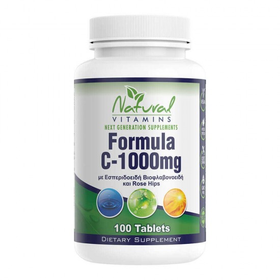 Formula C 1000 mg με 525mg + Bιοφλαβονοειδή Vegan – 100 Ταμπλέτες Βιταμίνες και Υγεία