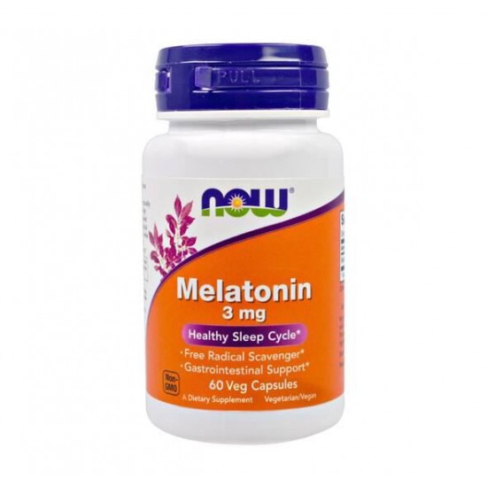 Melatonin 3mg, 60Vcaps (Now foods) Συπληρώματα ενέργειας